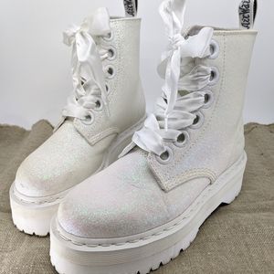 Dr. Martens White Glitter Molly Boots